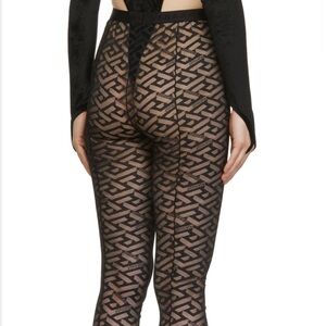 Versace Black Tulle Monogram Tights